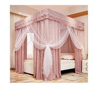 Double Bed Canopy Mosquito Net with Metal Brackets - Fabric Bed Drapes, Dustproof Blackout Shielding Netting, Easy Installation, 4 Corner Post Mesh Protection for Ultimate Comfort