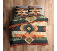 Double Bed Duvet Cover Set, Aztec Bedding 3 Piece - Southwestern Ethnic Tribal Boho Pattern, Soft Hypoallergenic Microfibre Quilt Cover, 2 Pillowcases, with Zip, Bedroom Decor AB466