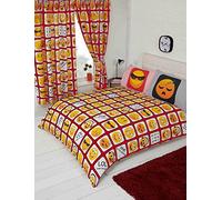 Double Bed Emotions Red, Duvet/Quilt Cover Bedding Set, by MY HOME, Expression Smiley Sad Faces Emoji Emoticon Snooze Hashtag LOL Do Not Disturb, Black Yellow White