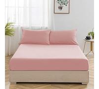 Double Bed Fitted Sheet 100% Egyptian Cotton 200 Thread Count 12” / 30cm Extra Deep Pocket Mattress White | Silver | Pink | Black Bed Sheets (Pink, Double)