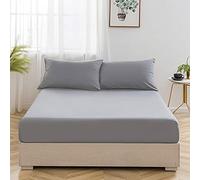 Double Bed Fitted Sheet 100% Egyptian Cotton 200 Thread Count 12” / 30cm Extra Deep Pocket Mattress White | Silver | Pink | Black Bed Sheets (Silver, King)