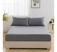 Double Bed Fitted Sheet 100% Egyptian Cotton 200 Thread Count 12” / 30cm Extra Deep Pocket Mattress White | Silver | Pink | Black Bed Sheets (Charcoal, Double)