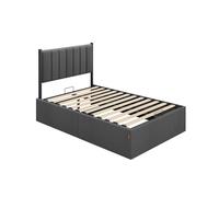 Double bed frame with lift up storage and easy assembly, Slate Grey / 199.3 x 123.4 x 110 cm / Small Double