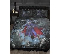 Double Bed Magistus, Alchemy Gothic Duvet/Quilt Cover Bedding Set, Gothik Series Skeletons, Skulls, Graveyard, Grim Reaper, Purple, Black, Red