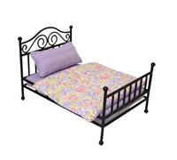 Double Bed Model House 1: 12 Scale Dollhouses Tiny Bedroom Furniture and Displays Elegant Metal Frame House