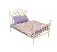 Double Bed Model House 1: 12 Scale Dollhouses Tiny Bedroom Furniture and Model Displays Natural Finish Full Furniture Assembly Role Play