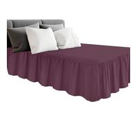 Double Bed Platform Base Frilled Valance, Purple, Anti-Wrinkle Soft Brushed Microfiber Fabric, Multicolor Collection, Size: Double (137 x 190 + 25 cm)