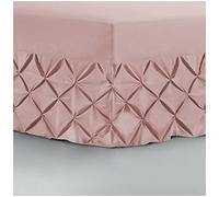 Double Bed Valance Sheet 100% Egyptian Cotton 200 Thread Count Extra Deep Skirt Pocket Mattress White | Silver | Charcoal | Pink Fitted Bed Sheets (Double, Pink)