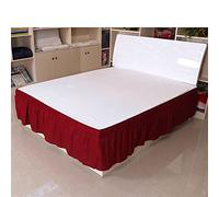 Double Bed Valance Sheet,Bed Skirt Modern Simple Solid Color Pleated Bedding Skirt Without Surface High Elastic Band For Queen King Size Ruffled Skirts(CQ002-23 wine red,150x200cm)