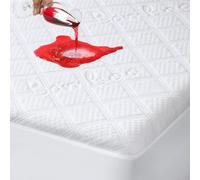 Double Bed Waterproof Mattress Protector Double Size Bed Fitted Mattress Cover Soft Noiseless Washable Breathable & Vinyl Free Mattress Pad Cover Fitted 40cm Deep Pocket (135x190/200cm)