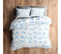 Double Bedding Set, Blue Rainbow Duvet Cover with 2 Pillowcases, 3 Piece Bedroom Decor, Kids Rainbow Pattern Soft Microfiber Quilt Cover, Zip Fastening A812C