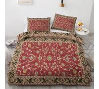 Double Bedding Set, Moroccan Duvet Cover Sets & Bedroom Decor, Ethnic Tribal Reversible Quilt Cover and Pillowcase, Soft Brushed Microfiber Easy Care Bed Set with Zipper Closure Q*-207