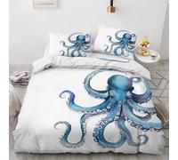 Double Bedding Set, Octopus Duvet Cover Sets & Bedroom Decor, Kraken Tentacles Reversible Quilt Cover and Pillowcase, Soft Brushed Microfiber Easy Care Bed Set with Zipper Closure X#&-231