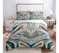 Double Bedding Set Printed Duvet Covers 3D Blue And Brown Symmetrical Ripple Luxury Texture Fluid Art Pattern 3 Pcs Ultra Soft Hypoallergenic Microfiber Quilt Duvet Set 200X200Cm With Zipper Closur