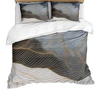 Double Bedding Set Printed Duvet Covers 3D Gray Bohemian Geometric Lines Pattern 3 Pcs Ultra Soft Hypoallergenic Microfiber Quilt Duvet Set 200X200Cm With Zipper Closure + 2 Pillowcases 50X75Cm