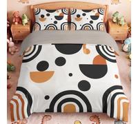 Double Bedding Sets 4 Piece - Minimalist Geometric Bedding Set, Arch Semi-circle Stylish Fitted Sheet and Pillow cases Soft Microfiber Duvet Cover for Boys & Girls