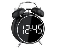 Double Bell Alarm Clock - 6.3 x 4.33 inches, Silent Soft Light, Vintage, Digital, with Loud Ringing, Bedroom, Children, Teenagers, Students, Heavy Sleepers, Home, Office, Table, S