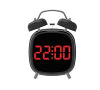 Double Bell Alarm Clock With 4 Inch LED Display Digital Clock Silent Non Ticking For Home Office Bedside Table(Black R)