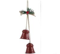 Double Bell Wind Chime Crafted from Iron, Designed for Tree Use as a Small Holiday Ornament Producing Soft Sounds (Red)