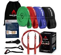 (Double Benefit) MAAC-XIMUM Resistance Bands set 4 Levels and JUMP ROPE, Pull Up Bands Set with Anchor, Handles, JUMP ROPE, Bag and Training Instruction, Workout Bands for Men Women