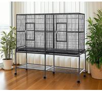Little Friends Elegance Double Metal Large Flight Bird Cage, Grey