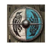 (Double Bird Shield) Wooden Viking Shield Medieval Battle Warrior Shield Round Armar Wolf Warrior