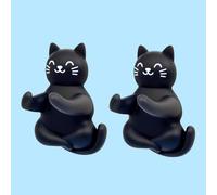 Double Black Cat Waterproof Silicone Razor Holders, for Shower Room Bathroom Kitchen Living Room Office Hanging Razors Plugs Towels, Black Cat Decor for Women, Funny Gifts for Cats Lover Cats Mom Dad