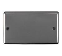 Double BLACK NICKEL Blanking Chassis Plate Round Edged Wall Box Hole Cover Cap