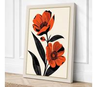 Double Bloom Botanical Canvas Wall Art Print 30x20 Inch (76 x 51 cm)