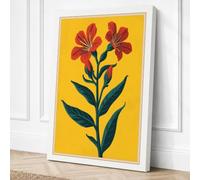 Double Bloom Botanical Canvas Wall Art Print 30x20 Inch (76 x 51 cm)