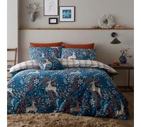 Happy Linen Company Winter Stags Blue Double Reversible Duvet Cover Bedding Set