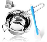 Double Boiler Pot Set 304 Stainless Steel 1000ML Capacity with Spatula for Melting Chocolate, Wax, and Butter Suitable for Cooking and Candle Making