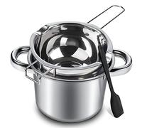 Double Boiler Pot Set, 600ml/0.5QT Chocolate Melting Pot with 1.5QT 304 Stainless Steel Pot, Melting Pot with Silicone Spatula for Melting Chocolate, Candy, Candle, Soap, Wax