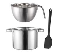Double Boiler Pot Set, Stainless Steel Melting Pot with Silicone Spatula for Melting Chocolate, Butter, Soap, Wax, Candle Making, 2 L and 2.6 L