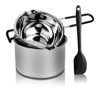 Double Boiler Pot Set, Stainless Steel Melting Pot with Silicone Spatula for Melting Chocolate, Soap, Wax, Candle Making (600ml and 1600ml)