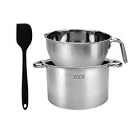 Double Boiler Pot Set with Silicone Spatula, 2000ML/2.1 QT Chocolate Melting Pot with 2600ML/2.7 QT Stainless Steel Pot, for Chocolate Butter Caramel Cheese and Candy Making