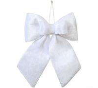 Double Bow Christmas Ornament 4PCS Fabric Tree Decor | Elegant double-bow design, soft fabric material, festive red green white, 18x20cm or 23x23cm size, pre-assembled (White23cm)