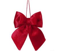 Double Bow Christmas Ornament 4PCS Fabric Tree Decor | Elegant double-bow design, soft fabric material, festive red green white, 18x20cm or 23x23cm size, pre-assembled (Red18cm)