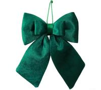 Double Bow Christmas Ornament 4PCS Fabric Tree Decor | Elegant double-bow design, soft fabric material, festive red green white, 18x20cm or 23x23cm size, pre-assembled (Green23cm)
