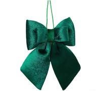 Double Bow Christmas Ornament 4PCS Fabric Tree Decor | Elegant double-bow design, soft fabric material, festive red green white, 18x20cm or 23x23cm size, pre-assembled (Green18cm)