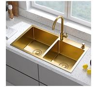Double Bowl 304 Stainless Steel Kitchen Sink with Faucet & Drain Undermount or Drop-in Stylish and Durable Perfect for Modern Kitchens