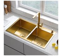 Double Bowl 304 Stainless Steel Kitchen Sink with Faucet & Drain Undermount or Drop-in Stylish and Durable Perfect for Modern Kitchens