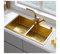 Double Bowl 304 Stainless Steel Kitchen Sink with Faucet & Drain Undermount or Drop-in Stylish and Durable Perfect for Modern Kitchens