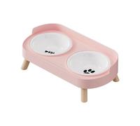 Double Bowl Ceramic Pet Feeders For Dog Cats Easy To Clean Feeding Dishes With Elevated Design Ceramic Double Bowl Pet Feeder