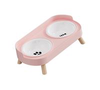 Double Bowl Ceramic Pet Feeders For Dog Cats Easy To Clean Feeding Dishes With Elevated Design Pet Feeding Bowl For Dog Cats