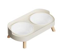 Double Bowl Elevated Pet Dining Station Splash Proof Design Ergonomic Height Cats Feeder Dish For Eating Habits Cats Water Food Bowl Set With Stand