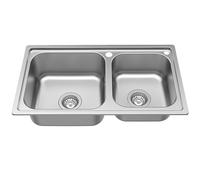 Double Bowl Kitchen Stainless Sink,Farmhouse Kitchen Sink Drop in,undermount bar & prep Sinks,Outdoor Workstation Stainless Sink,with Drain Set, Suitable for Kitchens, Restaurants and Hotels (Size :