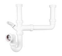 Double Bowl Sink Waste Kitchen Washing Machine Dishwasher P Trap Kit (40mm / 1.5" / 1½")