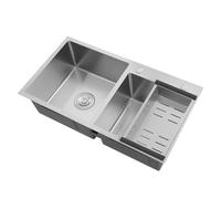 Double Bowl Stainless Steel Drop-in Kitchen Vegetable Sink,78*43*21cm Silent Sink for Undermount or Inset Installation with Draining Basket, for garages terraces Bars Kitchens Farms Commercial Restaur