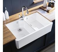 Double Bowl White Ceramic Undermount Belfast Kitchen Sink - Taylor & Moore Ada